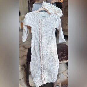 Mud Pie Rosette Polka Dot Baby Gown